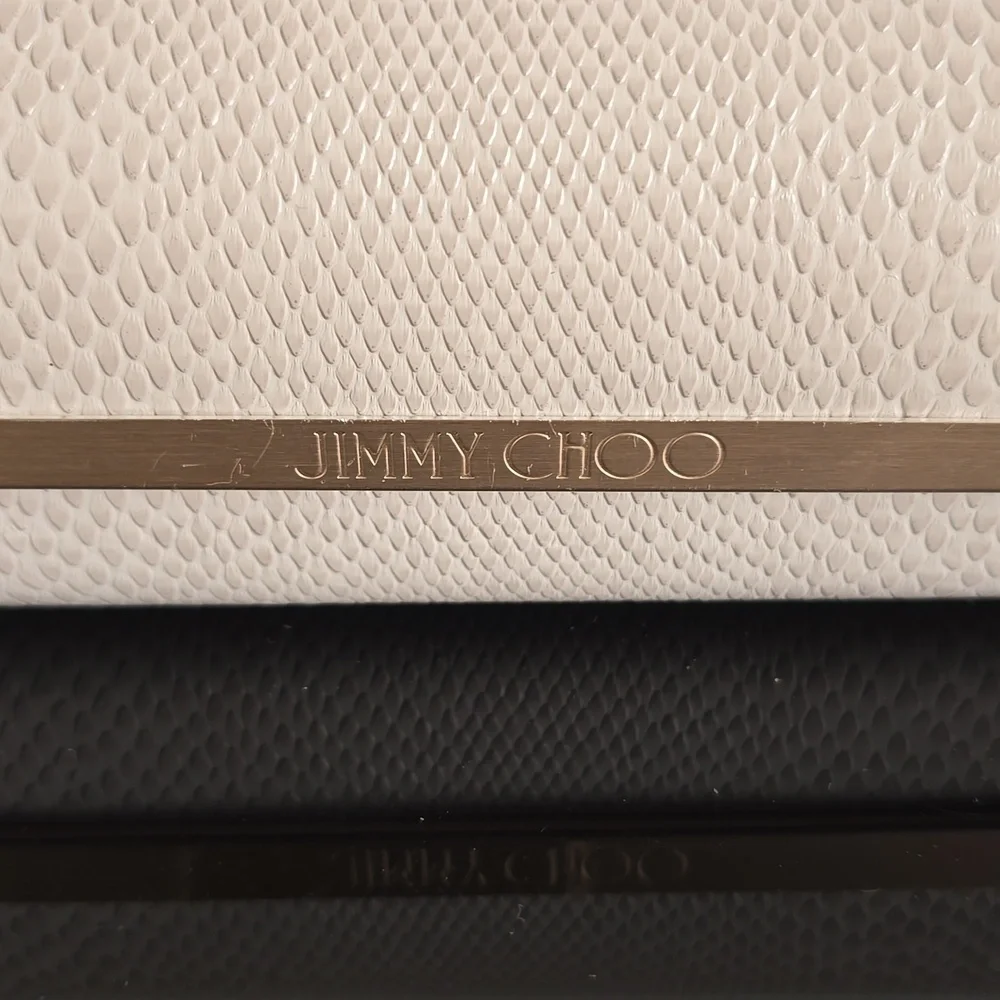 Jimmy Choo Cream Faux Snakeskin Glasses Case-NWOT